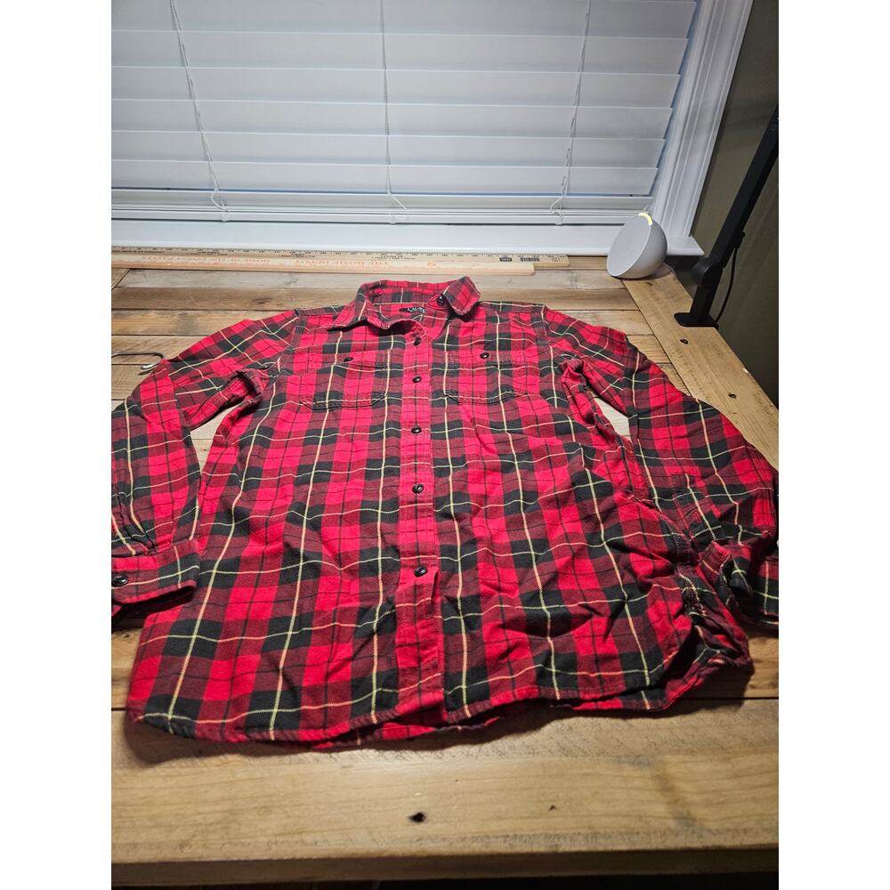 Lauren Ralph Lauren Womens Flannel Shirt Size Petite X Small